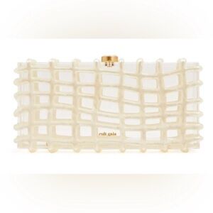 Cult Gaia Rina Ivory Geometric Clutch